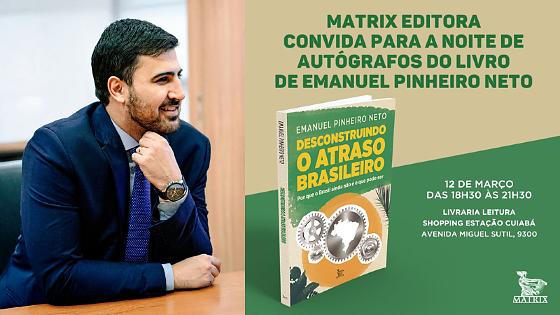 Emanuelzinho lança livro sobre desigualdade e desenvolvimento Obra reúne reflexões do parlamentar sobre o desenvolvimento econômico do país