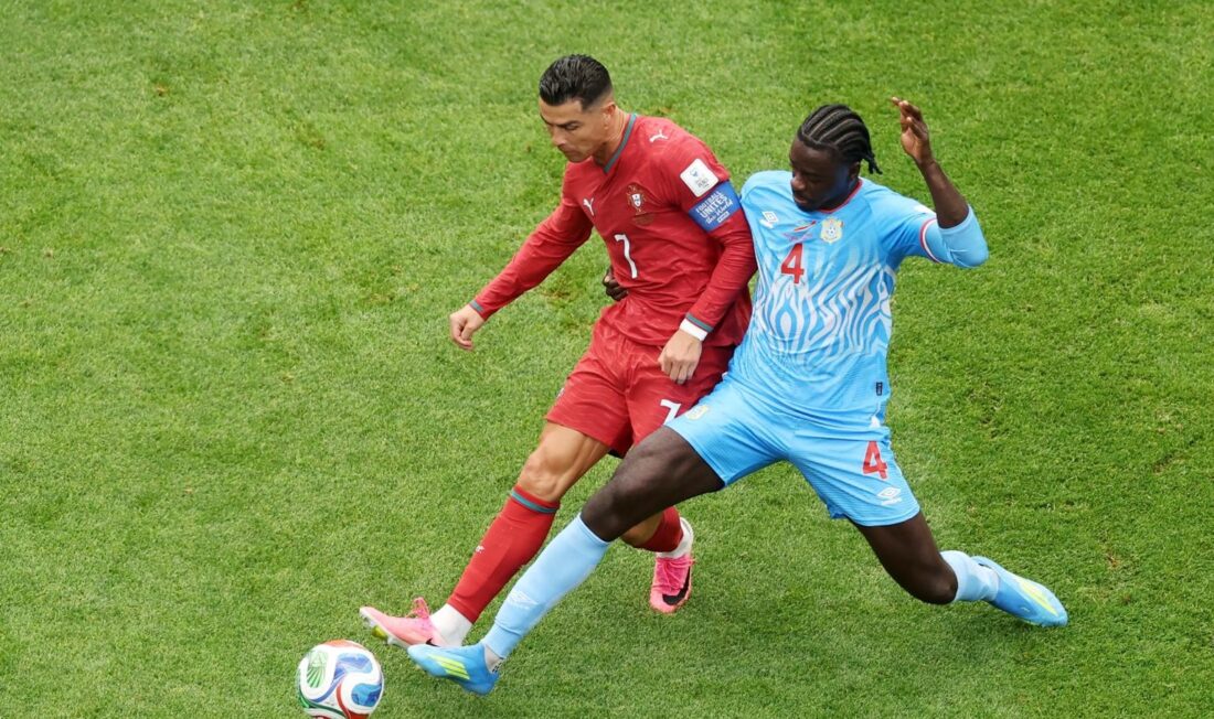 Portugal estreia na Copa com empate em 1 a 1 contra a RD Congo; Cristiano Ronaldo iguala recorde de Messi